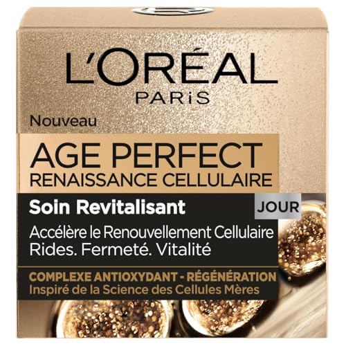 L’Oréal Paris – Crème de Jour Age Perfect Renaissance Cellulaire – Soin Revitalisant Rides, Fermeté & Vitalité – Au Complexe Antioxydant Protecteur...
