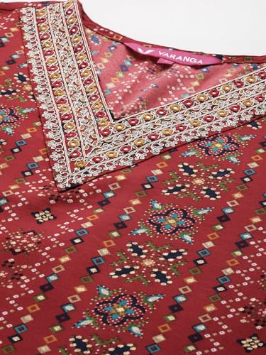 Image of Varanga Women's Festive Kurta Sets | Vibrant Comfort Straight Printed Kurta Sets | Soft Cotton Blend With Dupatta