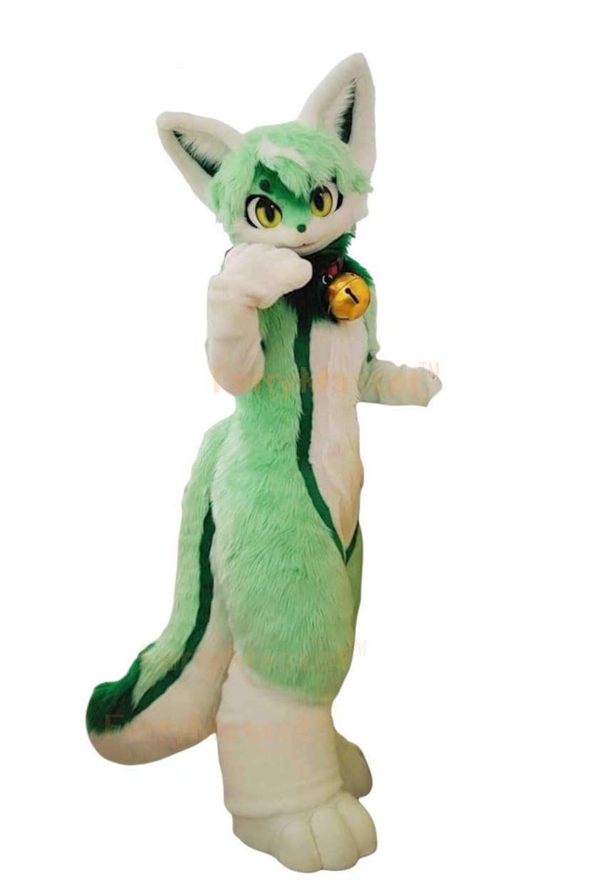 Bell Green Cat Cute Husky Fursuit Fullsuit Costumes Full Furry Suit Furries Costume Anime CUSTOM FOR Adult