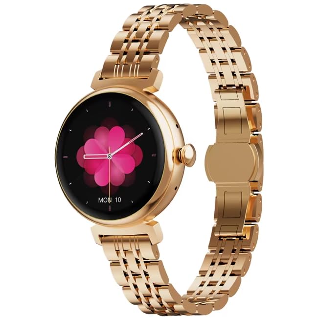 Image of Shyenah DM70: A Distinctive Blend of Tradition and Technology, 1.04 inch Compact AMOLED with Heartrate, BloodOxygen, Female Health, Voice Assistant, HD Bluetooth Calling, Password Protection (Golden)