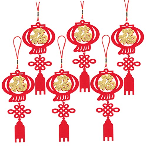 Uonlytech 6piezas Colgante de Linterna Roja de Estilo Chino Adornos Creativos para Fiestas de Año Faroles Ornamentales Colgantes para Decoración de Ventana