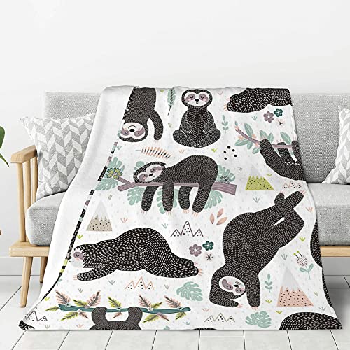 Sloth Gifts, Sloth Blanket For Women Girls Boys 40"X50", Cute Soft Fleece Blanket Warm Flannel Kids Adults Lap Cozy Throw Blanket For Sofa Couch Bed Quilt #TOP5