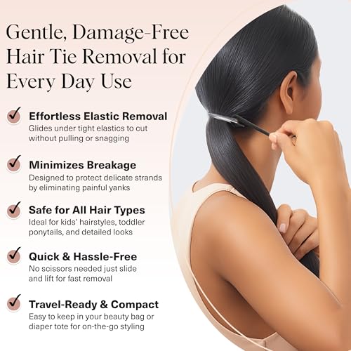 Kitsch Hair Tie Cutter - Easy To Use, Pain Free, Elastic Hair Tie Cutter Tool for Girls & Toddlers, Black, 3pc - Image 4