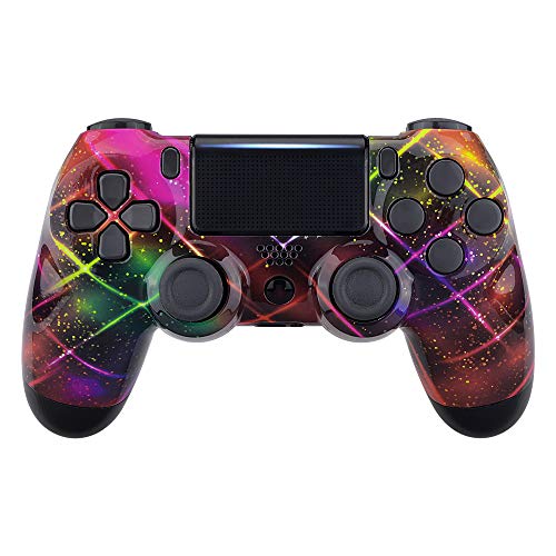 eXtremeRate Neon Space Pattern Replacement Faceplate Cover for PS4 Slim Pro Controller, Custom Front Housing Shell Case for PS4 Controller CUH-ZCT2 JDM-040 JDM-050 JDM-055 - Controller NOT Included
