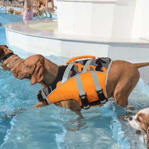Kuoser Dog Life Jacket with Reflective Stripes, Dog Life Vest for Swimming Boating, Adjustable Pet Lifejackets with High Flotation, Doggie Swimsuit for Small Medium Large Dogs - Thumbnail 6