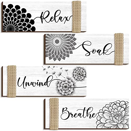 Décoration murale vintage bois blanc lot de 4 panneaux muraux rustiques salle de bain 28x10