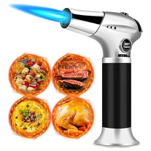 Antorcha de Cocina Soplete Gourmet Profesional, Cerradura de Seguridad & Llama Ajustable Antorcha para Creme Brulee, DIY, Comida, Barbacoa, C¨¢mping, BBQ(No Incluye Butano)