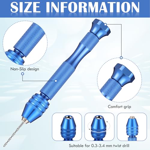 Image of Zhehao 59 Pieces Hand Drill Bits Set Include 49 Pcs Metal Pin Vise Hand Drill Micro Mini Twist Bits and 10 Pcs Tungsten Carbide PCB Rotary Tools for Resin Polymer DIY Jewelry Making Carving(Blue)