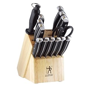 HENCKELS Premium Quality 15-Piece Knife Set with Block + KitchenIQ 50009 Edge Grip 2-Stage Knife Sharpener HENCKELS Premium Quality 15 Piece Knife Set with Block KitchenIQ 50009 Edge Grip 2 Stage Knife Sharpener