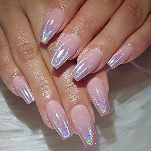 PrettyDiva 1g/Jar Laser Holographic Nail Powder Rainbow Chrome Nail Powder Manicure Pigment for Nail Art