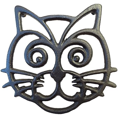 Cat Trivet - Black Cast Iron for Kitchen Cover