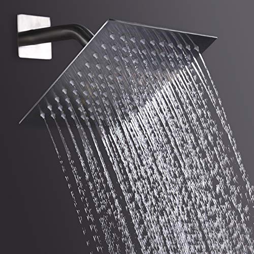 Rain Shower head, NearMoon High Flow Stainless Steel Square Rainfall ShowerHead, High Pressure Design, Awesome Shower Experience Even At Low Water Flow (8 Inch, Chrome Finish)