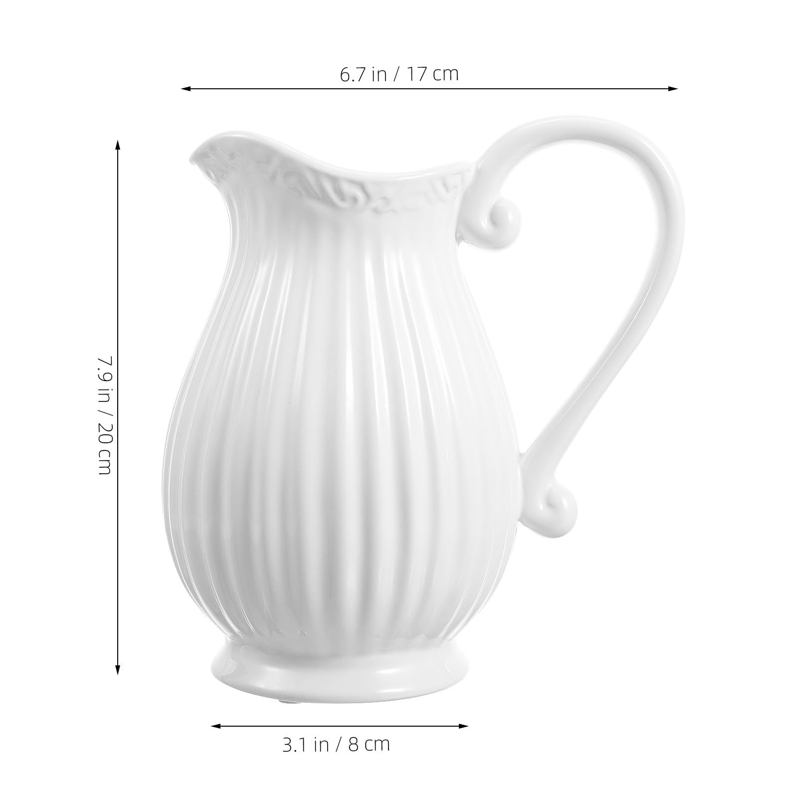 Pichet en Céramique Blanc 1pc, Vase Décoratif Forme Pichet