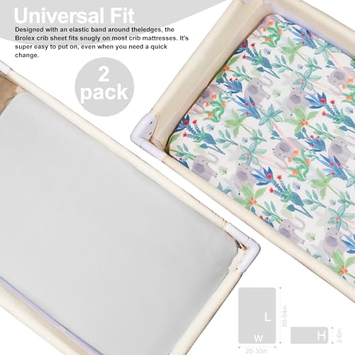 Image of TILLYOU Mini Crib Sheets Fitted 2 Pack, Pack and Play Sheets for Toddler Mattress, Soft and Breathable 38'' x 24'' Pack n Play Mattresses Cover, Rainforest Elephant & Grey