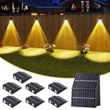 High Brightness Solar Fence Lights Outdoor, Super Long Lasting Solar Lights with Dual Solar Panels, Waterproof Fence Lights Solar Powered for Stair, Step, Yard, Patio, Wall (8 Pack)