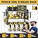 SPACECARE Power Tool Organizer, Drill Holder Wall Mount with 2 Side Pegboards with Hooks, 3 Layer Garage Organization Heavy Duty Tool Organizers Utility Rack for 4 Drill Holders Black