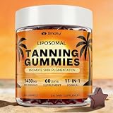 Tanning Gummies, Liposomal Self Tan Gummy for Women with Beta Carotene Astaxanthin Lycopene Vitamins, Sunless Tan Accelerator Chew, Work Fast without Sun, UV Defense & Antioxidant Support, 60 Servings