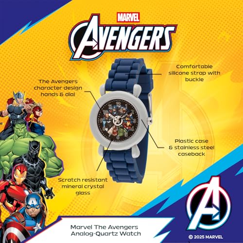 Montre à quartz Marvel pour garçon avec bracelet en silicone bleu WMA000388