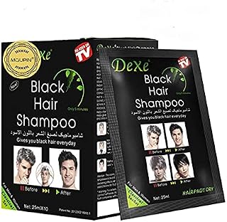 MQUPIN Instant Black Natural Ingredients Hair Dye Shampoo Semi-Permanent Black Hair Color,Easy to use,Long lasting,Natural Ingredients(10 Pack, Black)