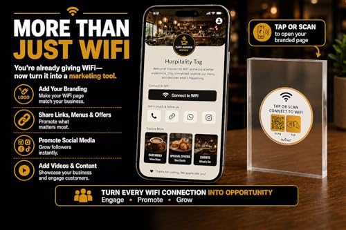 Borne Wifi Porter A6 QR code étiquette dorée blanche pour comptoir - 5