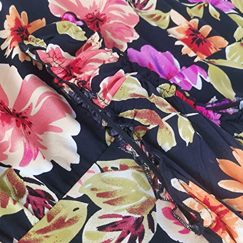 Image of OSTOO Women's 2026 Summer Boho Floral Print Tiered Casual Flowy Long Maxi Dress