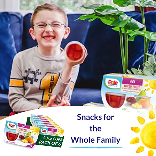 Dole Fruit Bowls Mixed Fruit In Black Cherry Flavored Gel, Back To School, Gluten Free Healthy Snack, 4Oz, 24 Total Cups #TOP4