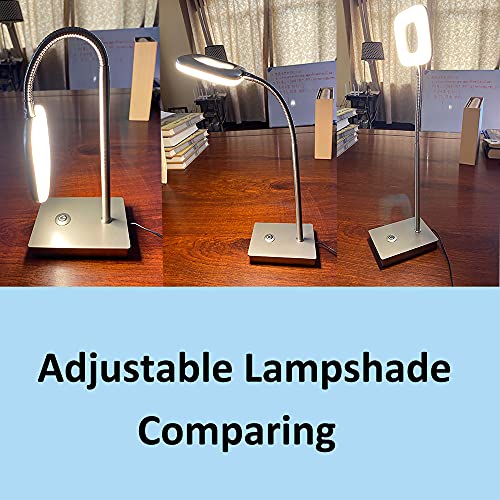 Homefocus Bedside Desk Lamp,Led Desk Lamp,Led Reading Lamp,Office Desk Lamp,Table Lamp,Student Lamp,Touch Dimmer Switch,Led 5W 3000K Warm White,Metal And Acrylic,Satin Nickel #TOP3