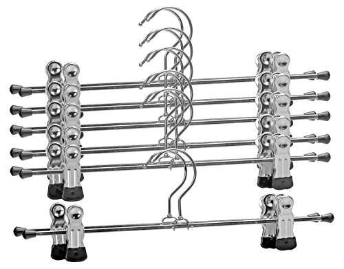 Buy 1 get 1 Mawa by Reston Lloyd Space-Saving Clothes Hanger for Pants and Skirts with Two Non-Slip Clips, Style K/30D, 12-Inch, Set of 12, Black