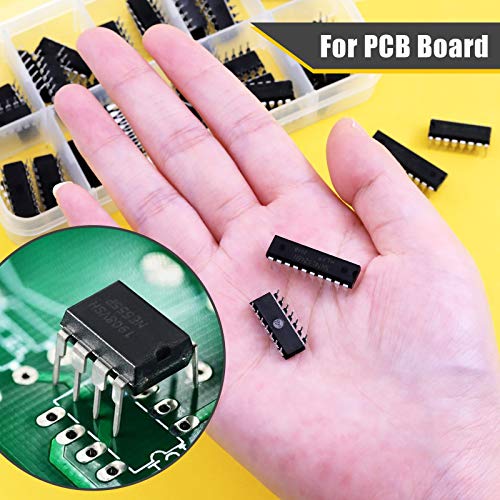 Rustark 40Pcs 20 Types 74HCxx and 74LSxx Series Logic IC Assortment Kit, High-Speed Low-Power Integrated Circuit Chip with Store Case