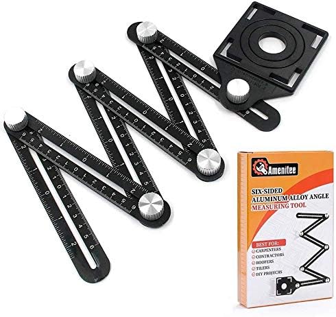Amenitee Six-Sided Aluminum Alloy Angle Measuring Tool - Universal Opening Locator-Universal Ruler - Full Metal Multi Angle Measuring Tool-Upgraded Aluminum Alloy Ruler (six sides)