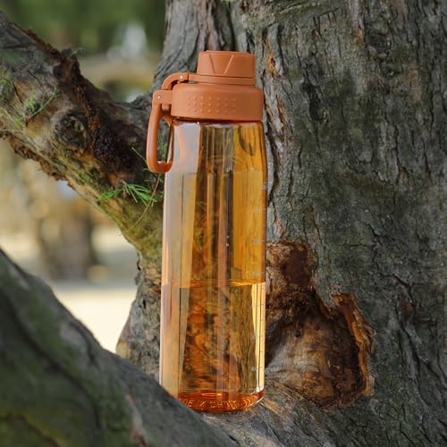 Image of 32oz Clear Water Bottle - BPA-Free Tritan Plastic, Fast Flow Spout Lid, Wide Mouth & Leakproof Design Hiking Water Bottle Suitable for Travel, Outdoors, Gym, Travel, Home, School(Orange)