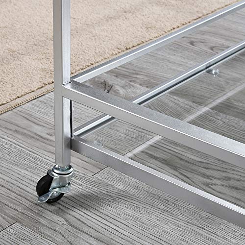 Firstime & Co. Silver Delilah Bar Cart, 2 Tier Mobile Mini Bar, Kitchen Serving Cart And Coffee Station With Storage For Wine And Glasses, Metal And Glass, Modern #TOP2