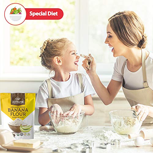 Livekuna Organic Banana Flour - 100% Natural Non-Gmo Green Banana Flour, Gluten-Free & Grain-Free All-Purpose Wheat Flour Alternative - Great For Baking, Cooking, Keto & Paleo Diets, 32 Oz #TOP3