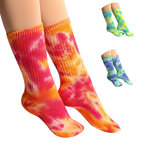 DREAM SLIM A Collection of Funny Novelty Fashion Colorful Cool Crazy Skateboard Tie Dye Crew Dress Socks 3 Pack