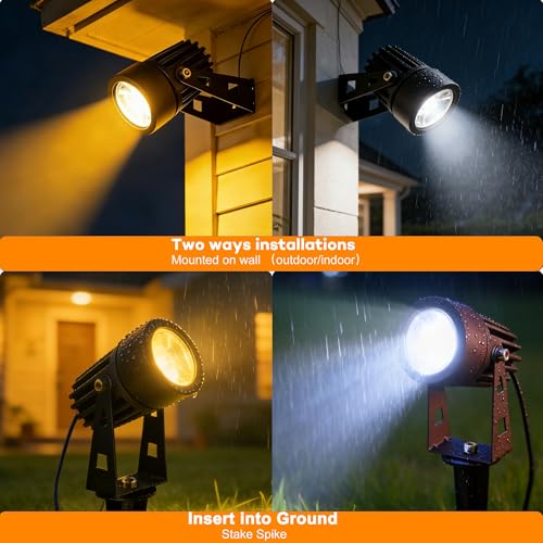 SUNLONG Solar-Powered Cast Aluminium Warm White LED Spotlight for Outdoor Garden Yard Landscape Tree Uplight Downlight - Image 4