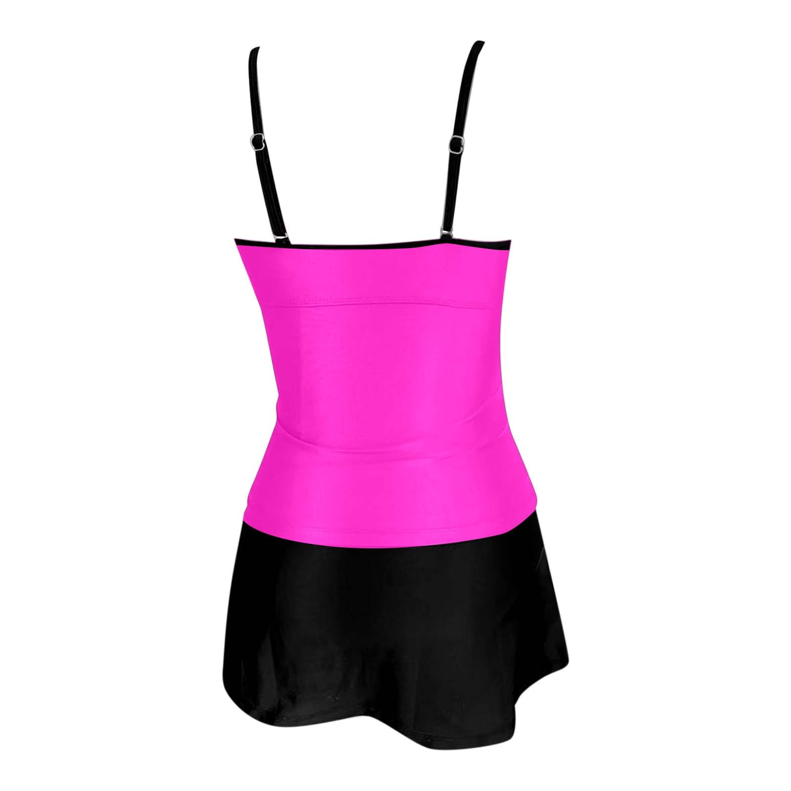 Generisch Costume da bagno alla moda, tankini senza spalline, con parte superiore con gonna, abito da spiaggia, outfit in due pezzi per vacanze estive, scollo a V, stampato, versatile