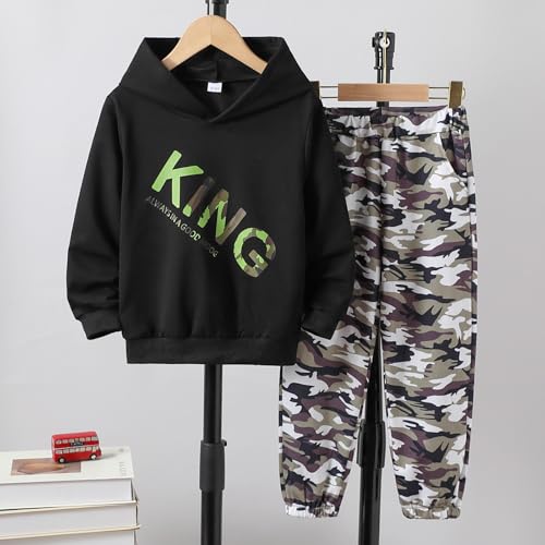 Image of KIDLAGA Toddler Boy Clothes Long Sleeve Hoodie Sweatsuits Tops and Pants Boys Fall Winter Color Block Outfits Set 5-12 Years