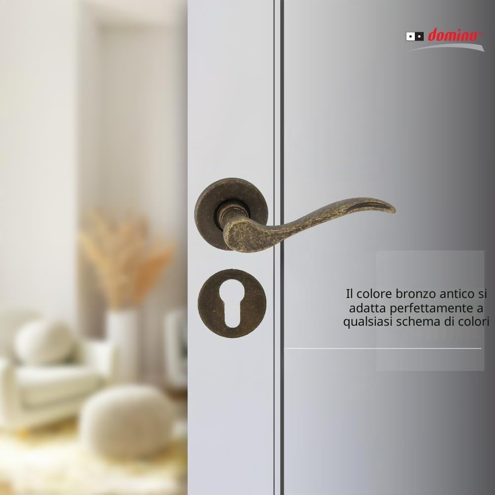 Domino Venus-R M75 - Set maniglia per porta in bronzo anticato, per ufficio