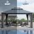 Raysfung 12' x 14' Hardtop Gazebo, Outdoor Polycarbonate Double Roof Gazebo with Metal Frame Permanent Pavilion with Netting& Curtains for Garden, Patio