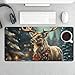 Christmas Gift Reindeer Desk Mat Non-Slip Laptop Writing Pad Large Keyboard Mousepad with Rubber Base 23.6