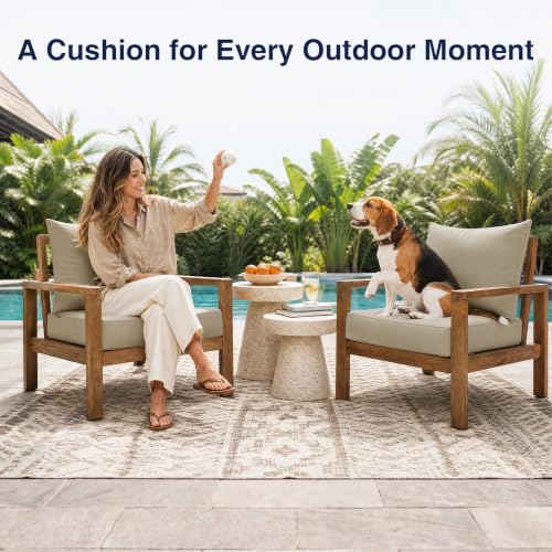 Image of Favoyard Outdoor Seat Cushions Set, 24 x 24 in Beige for Patio Furniture