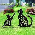 LHEARTMIC Cat Metal Decorative Garden Stakes Cat Gifts for Women Men Gardening Lover Black Silhouette Statues Garden Decor for Outside, Yard Art,Outdoor, Lawn, Patio, Backyard,Walkway Decorations
