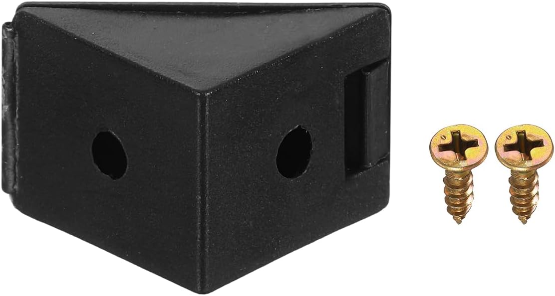 uxcell 10Pcs 90 Degree Plastic Corner Braces with Cover Cap, 17.2x21x21mm Nylon Shelf Right Angle Brackets with Screws for Cabinets, Cupboards (Black)