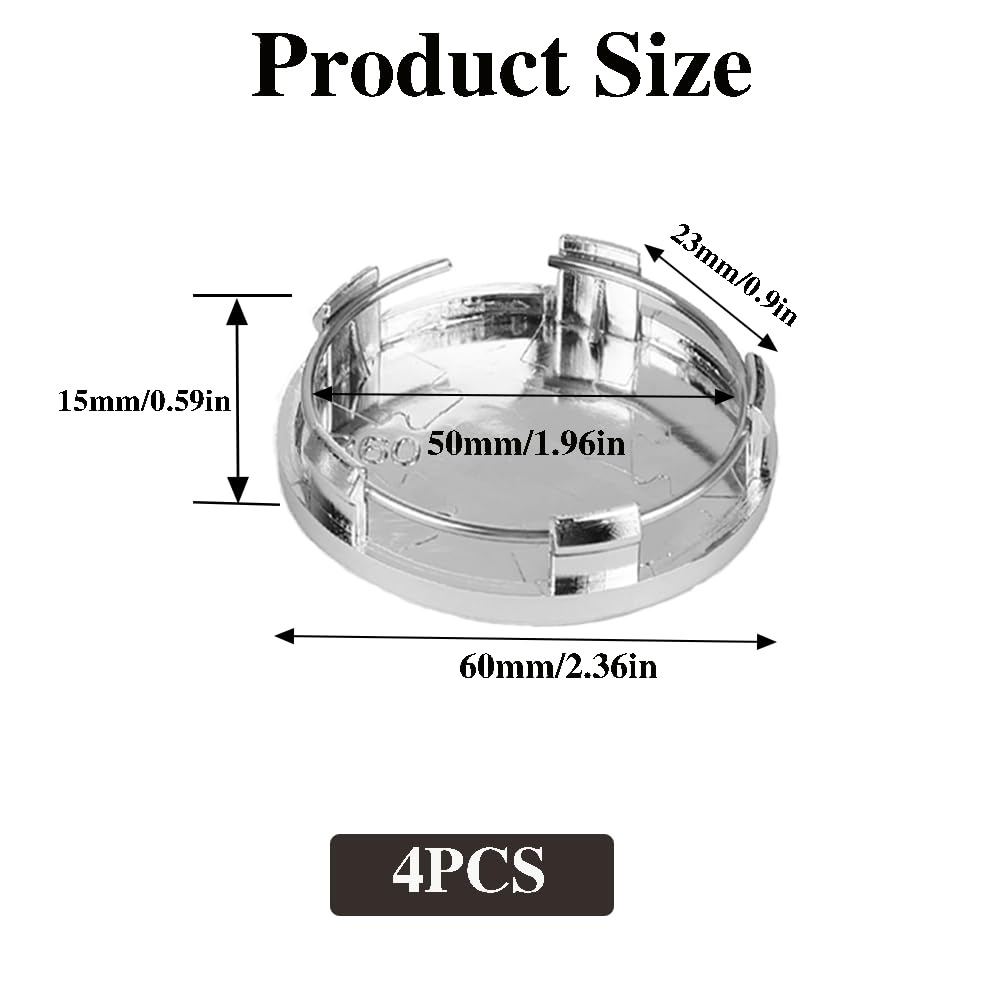 RXKFIGX Tyre Center Hub Cover for Auto Universal Wheel Hub Caps Hub Centre Caps 60mm Wheel Centre Cap 4Pcs Wheel Centre Alloy Hub Center Caps Hubcaps Compatible Wheel Centre Cap