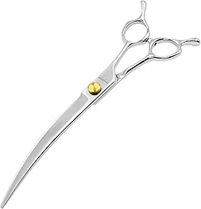 Dog Grooming Scissors, 7.5" Curved Shears, Premium Stainless Steel, Safety Rounded Tip & Ergonomic Symmetrical Handles for Dogs, Cats & Pet Trimming at Home