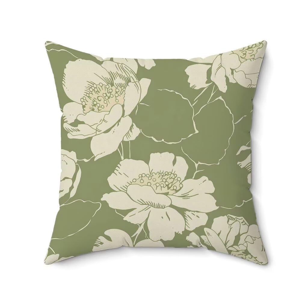 Federe Cuscini Divano 60X60CM Set di 4 Senape Cuscini Divano FlowerMotivo Stampa Fronte-retro Design, Impermeabile Lino Quadrate Federe Copricuscini per Soggiorno Camera Balcone Esterno Decor 8-486