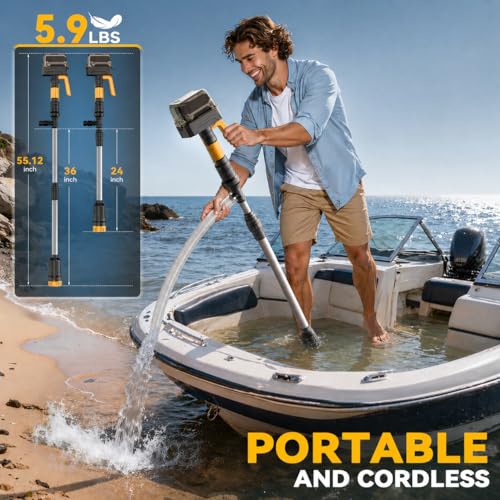 Image of Ecarke 840GPH Cordless Stick Water Transfer Pump Compatible With DeWalt 20V (Tool Only), 38FT, Self Priming, Portable Electric Water Pump with Hose Kit for Pool Garden Basement RV Boat