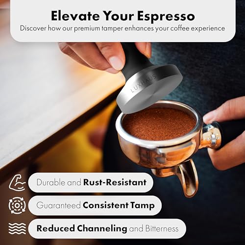 LuxHaus 51 mm ubijak do espresso - Premium Barista Tamper do kawy ze 100% płaską podstawą ze stali nierdzewnej