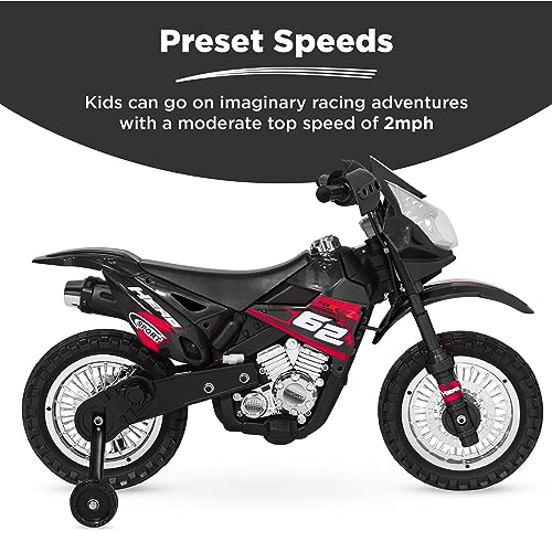 Image of Best Choice Products Kids 6V Ride On Motorcycle w /Treaded Tires, Working Headlights, 2mph Top Speed, Training Wheels, Realistic Sounds, Music, Battery Charger - Black