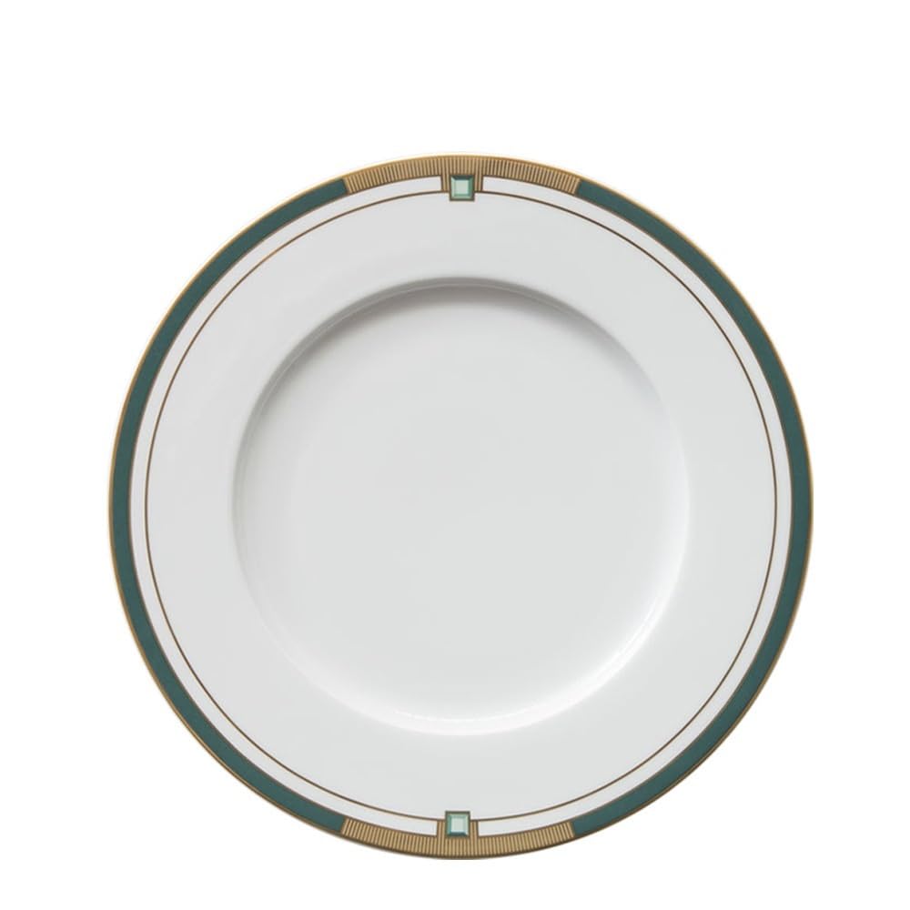 Talerze do makaronu, gliniane talerze deserowe zastawa stołowa restauracja hotel zastawa stołowa zestaw kreatywny porcelana kostna dekoracyjny talerz ozdoby szmaragdowe złote krawędzie zachodnia